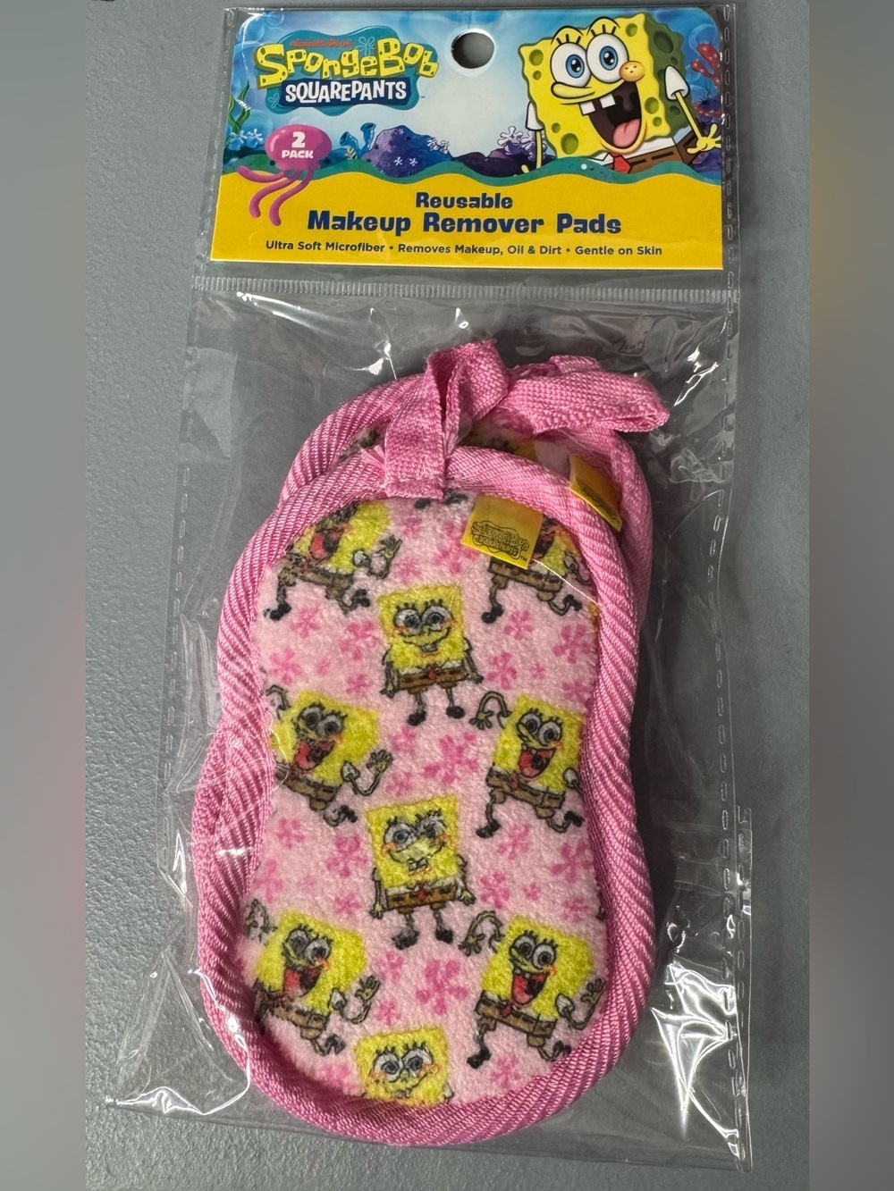 SpongeBob SquarePants Pink Reusable Makeup Remover Pads 2 pack